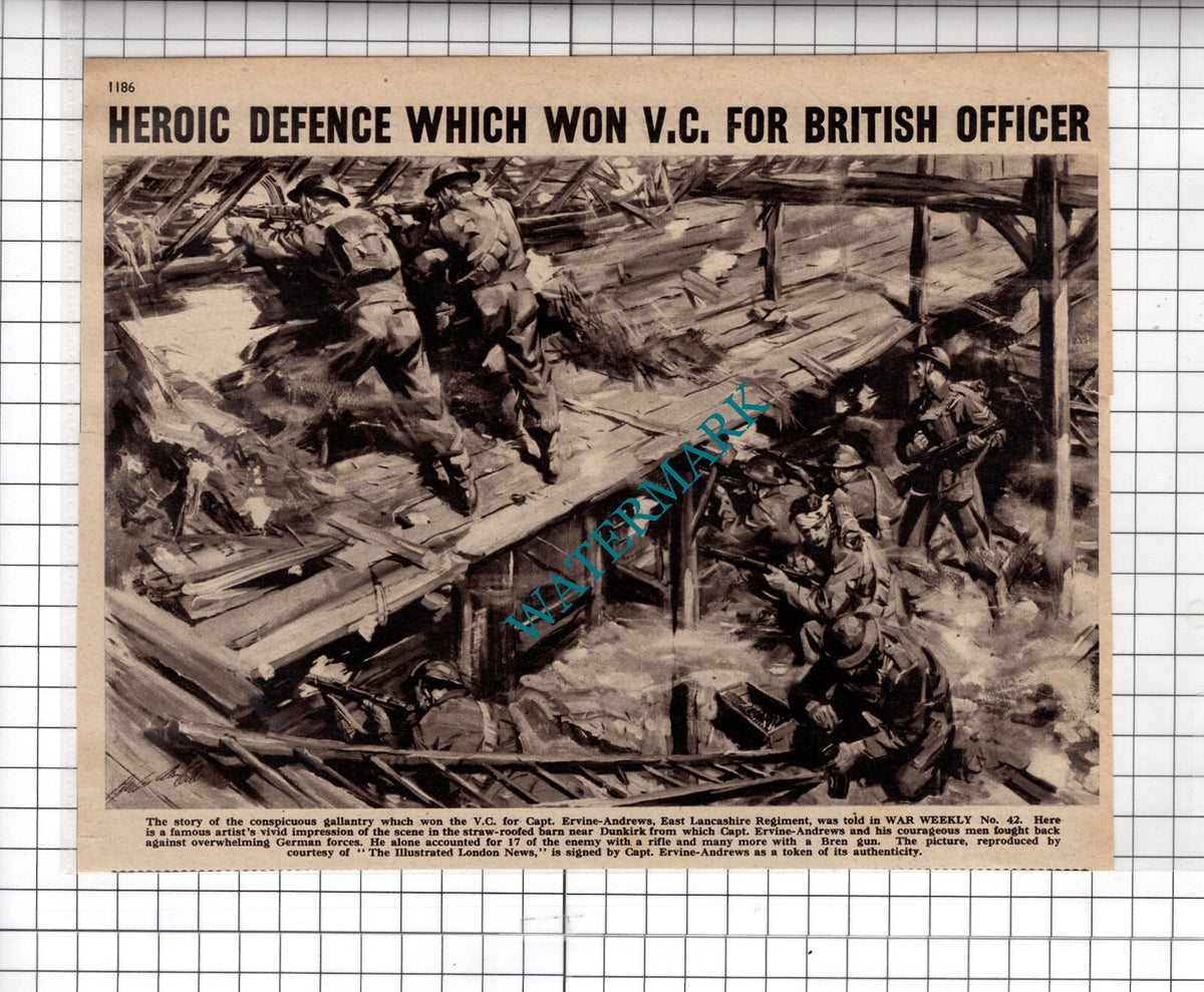 Captain Ervine-Andrews East Lancashire Regiment World War Two - 1940 Cutting