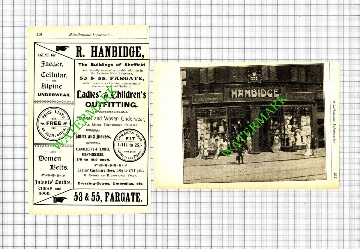 R Hanbidge Sheffield Advert - 1904 Two-Part Cutting