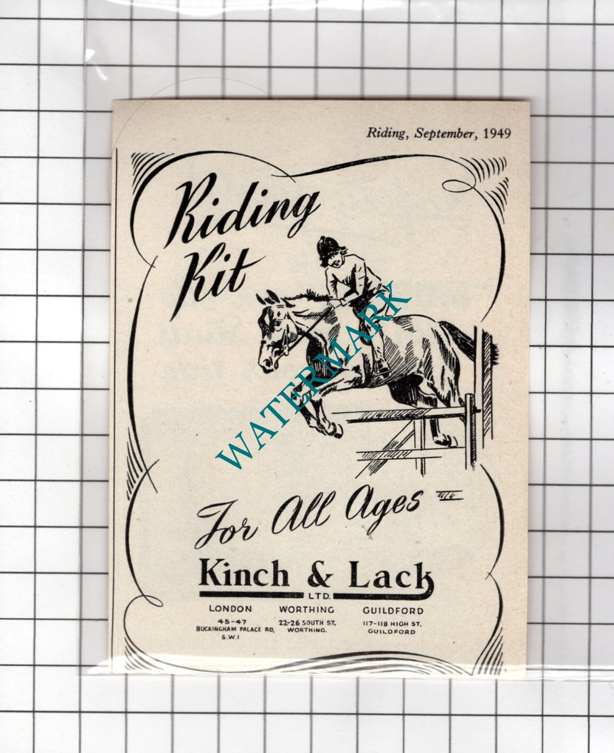 Kinch & Lack Ltd London Worthing Guildford Riding - 1949 Small Advert