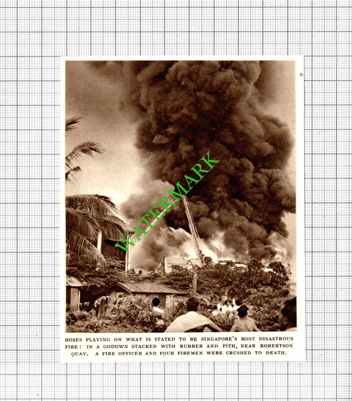 Robertson Quay Singapore Fire - 1954 Small Cutting