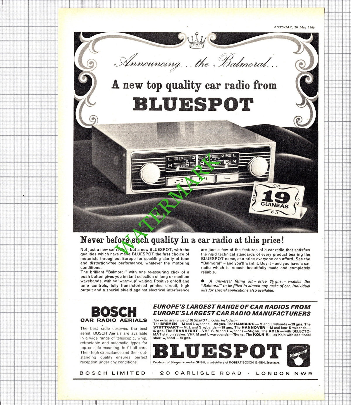 Bluespot Radio ADVERT - 1966 Cutting