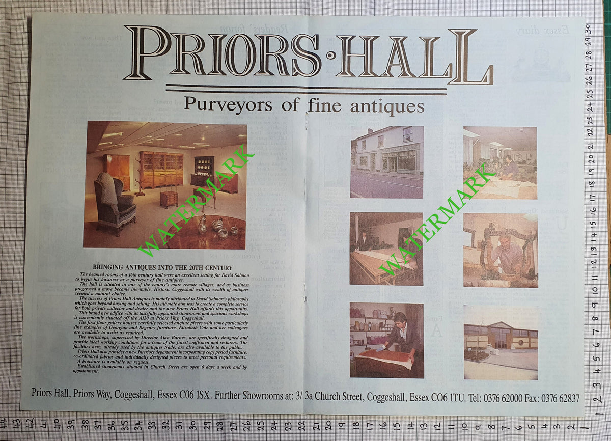 Priors Hall Antiques Coggeshall Essex David Salmon Elisabeth Cole - 1988 Advert