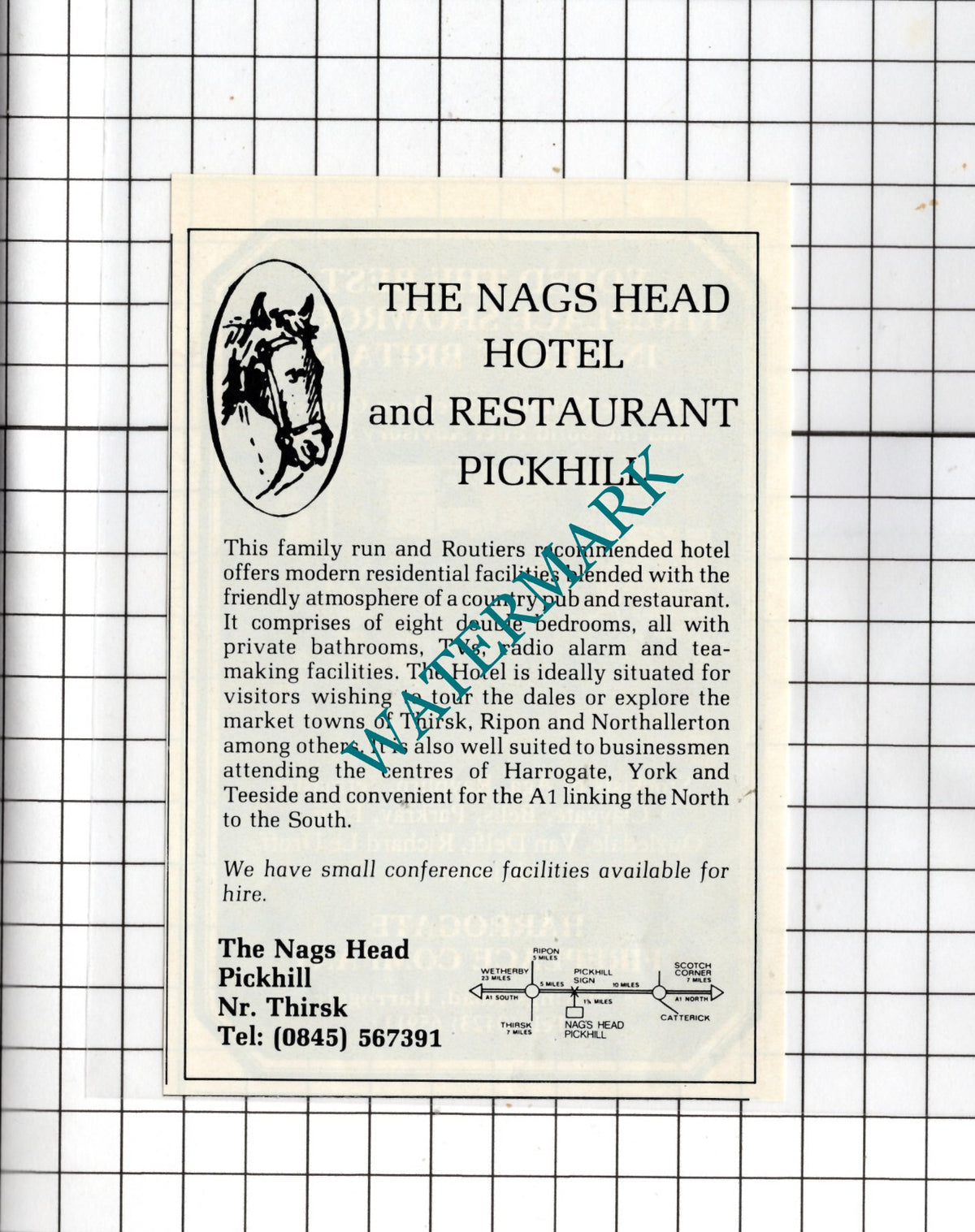 The Nags Head Hotel Thirsk Yorkshire 1982 SMALL Advert