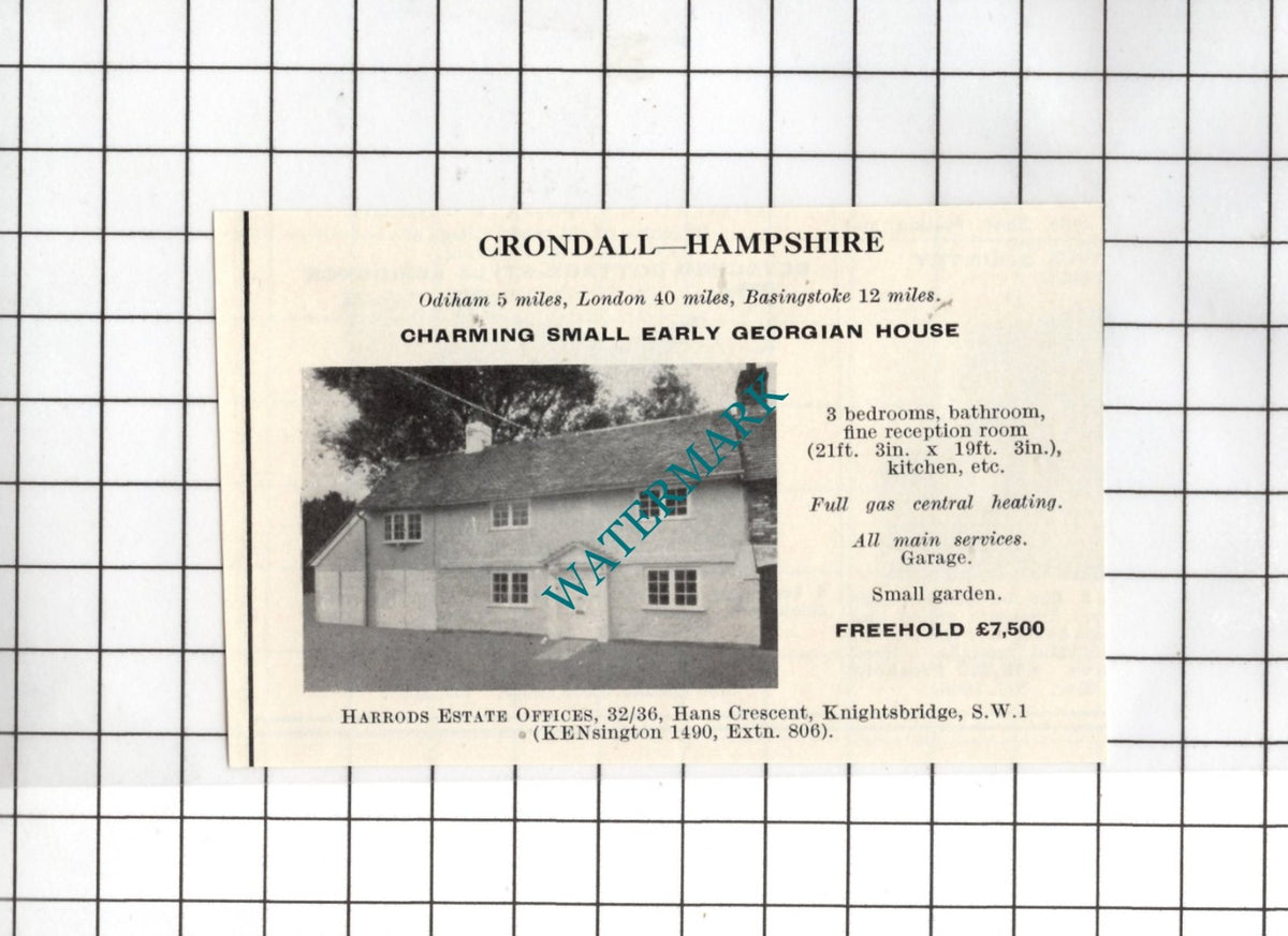 Crondall Hampshire SMALL House Sale Advert - 1967