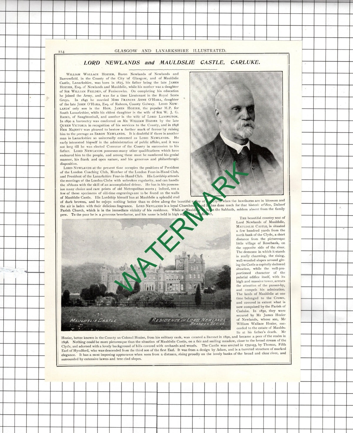 Sir Graeme Lockhart Cambusnethan Lord Newlands Mauldslie Hozier - 1904 Article