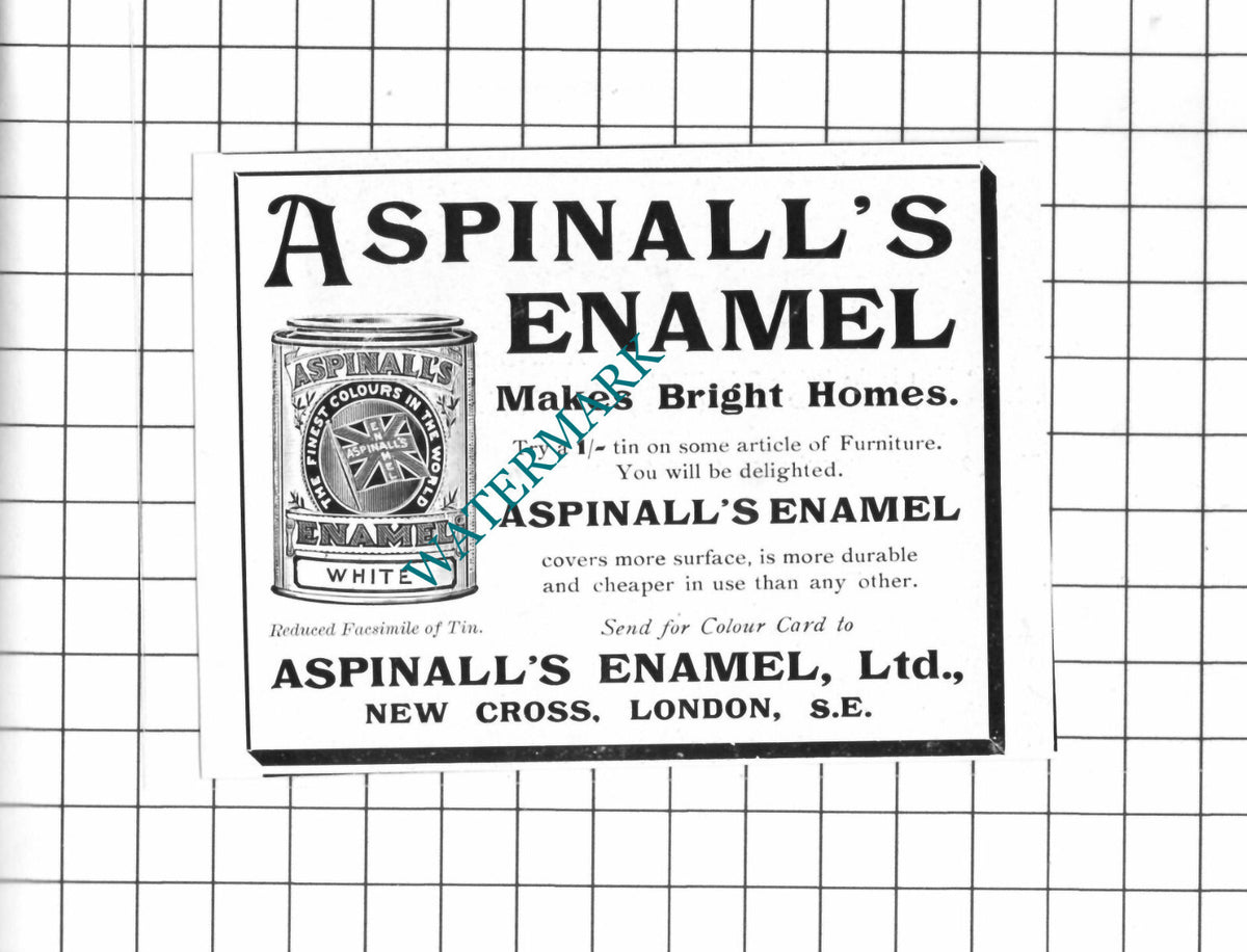 Aspinall's Enamel Ltd London Advert - 1914 Small Clipping