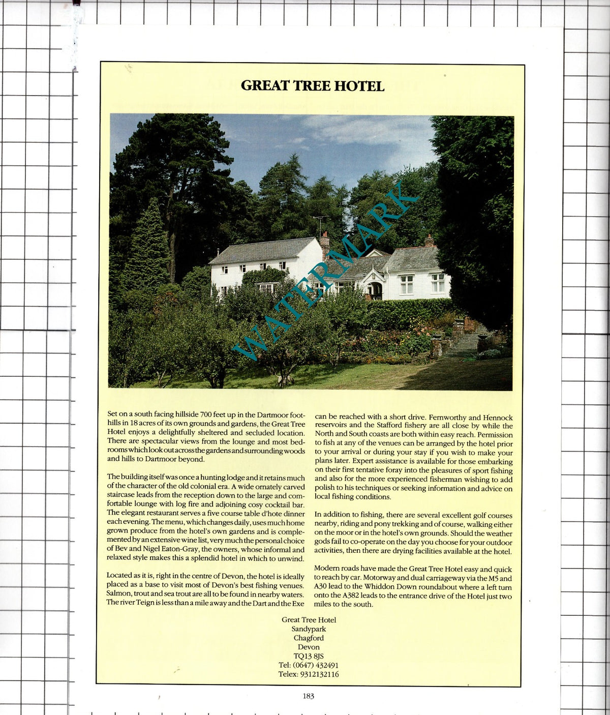 Great Tree Hotel Sandypark Chagford Devon - 1991 Advert