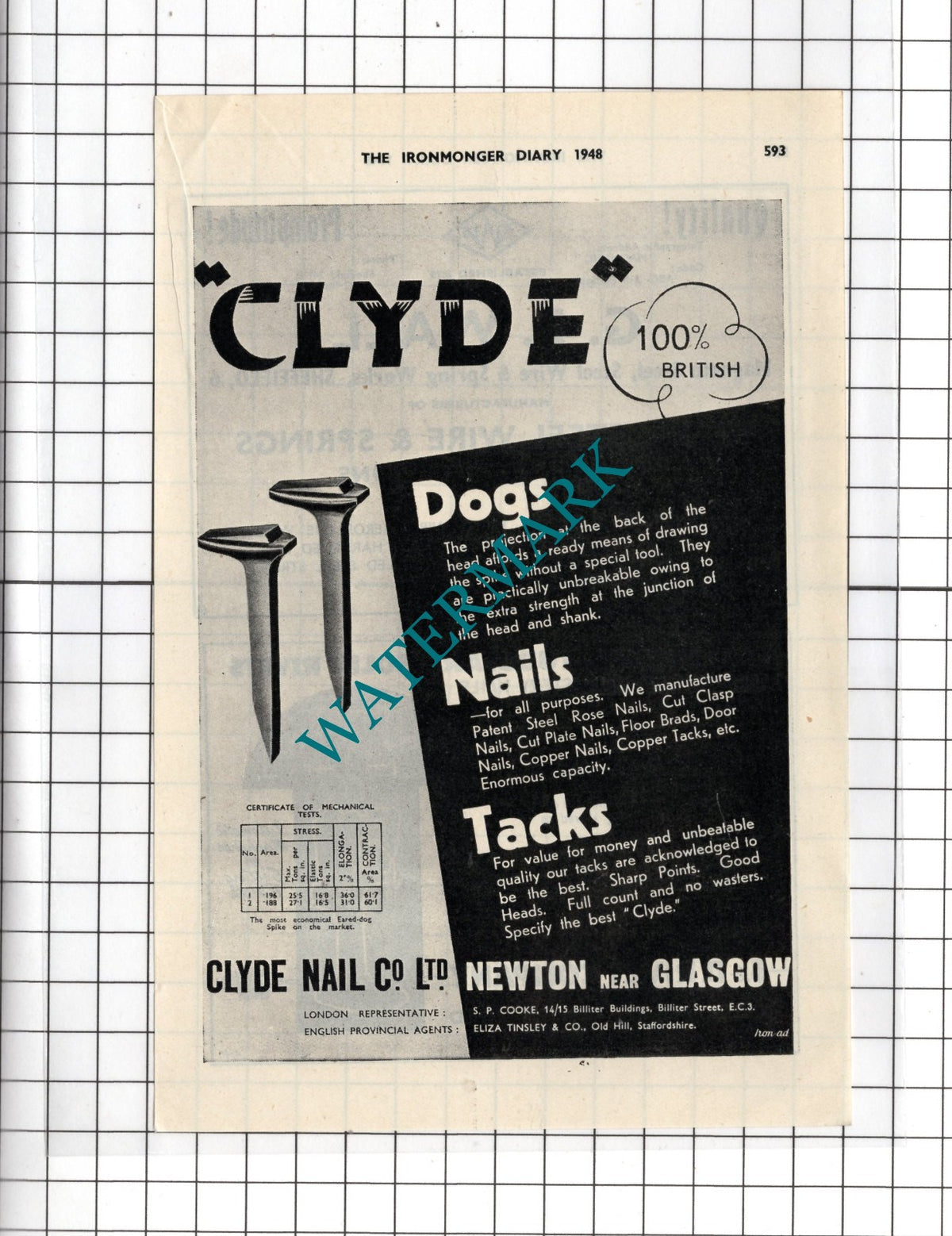 Clyde Nail Co Ltd Newton Scotland - 1948 Advert