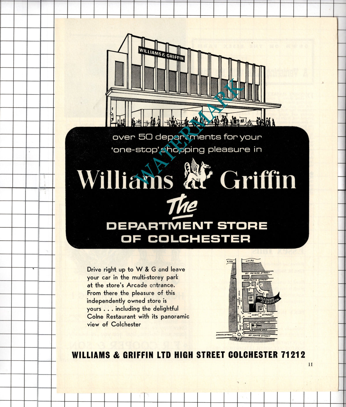 Williams & Griffin Ltd High Street Colchester Essex Advert - 1968 Cutting