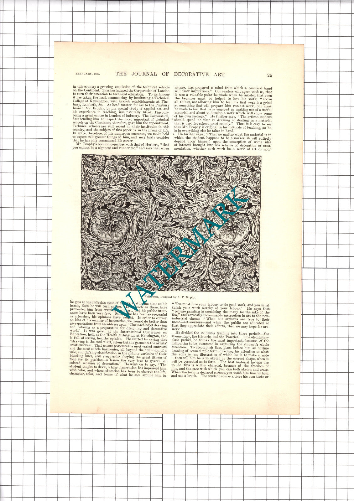 Mr Andrew Fingar Brophy Bailyleigh Ireland Decorative Artist - 1887 Article