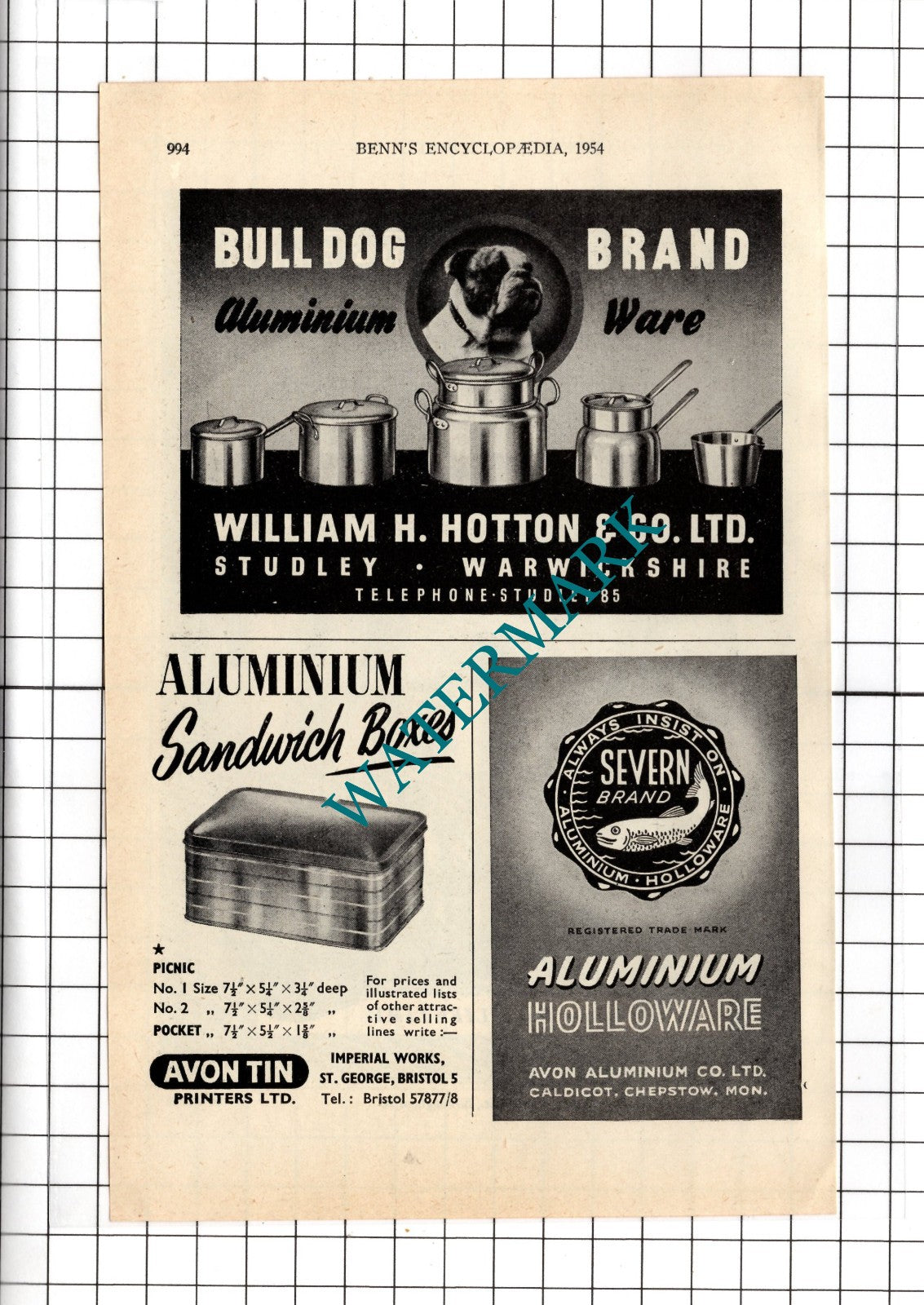 Bulpitt & Sons Birmingham / William H Hotton & Co Studley - 1954 Advert