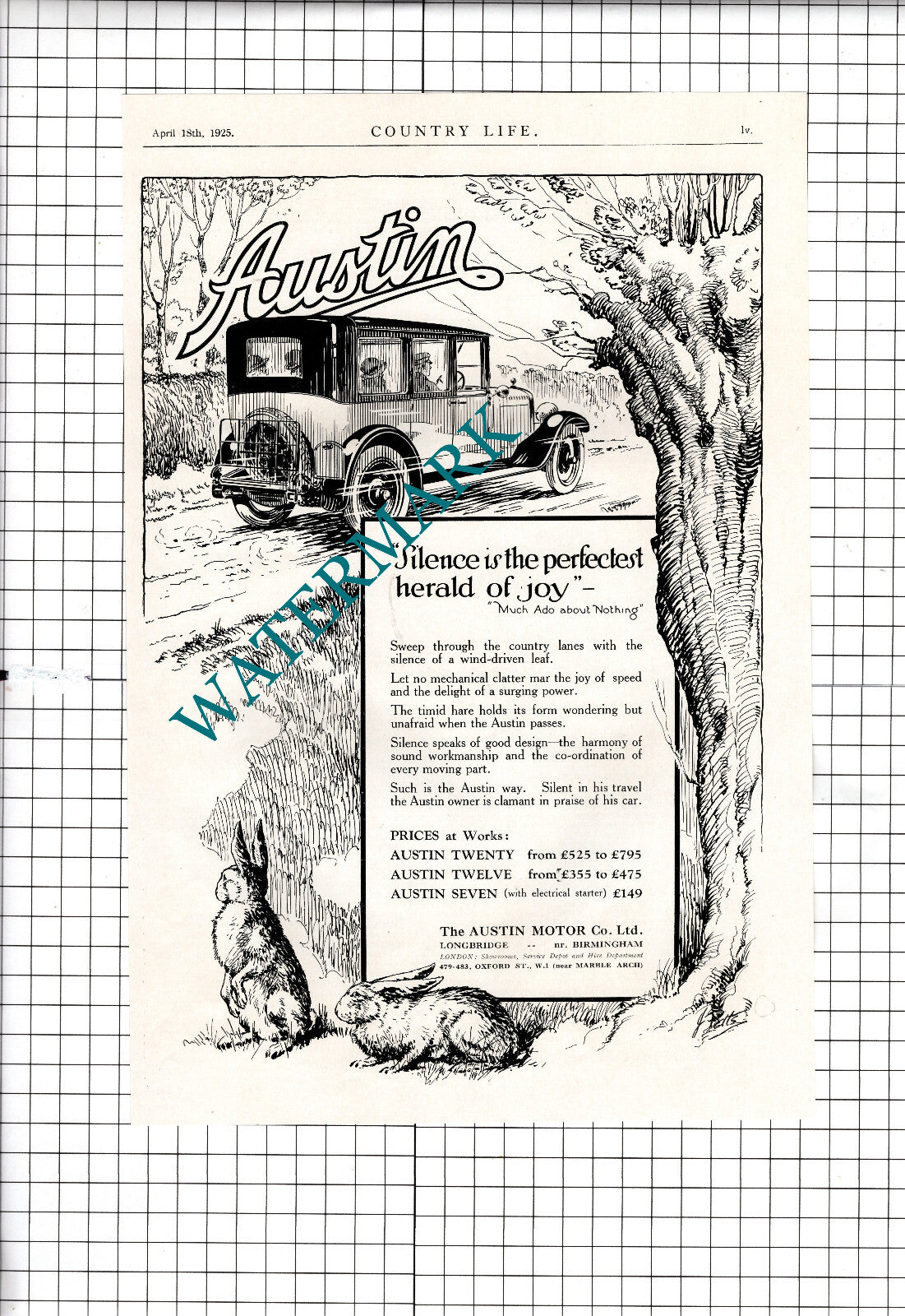 Austin Car Advert - 1925