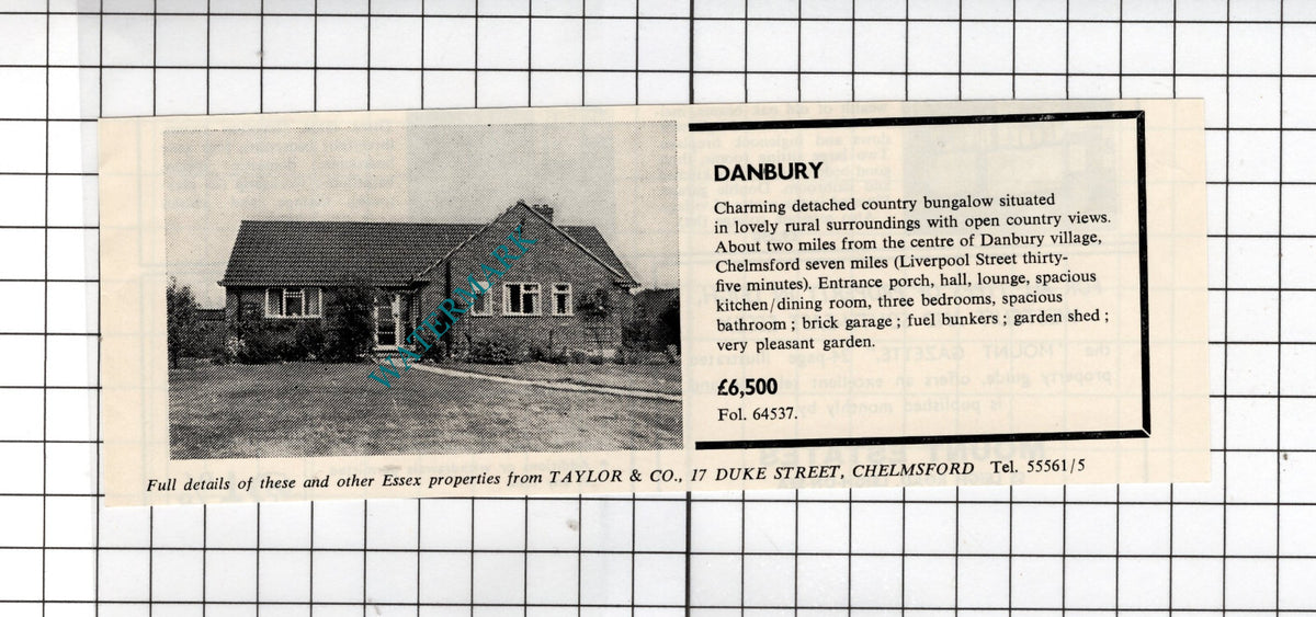 Danbury Essex House Sale Advert - 1964 Cutting