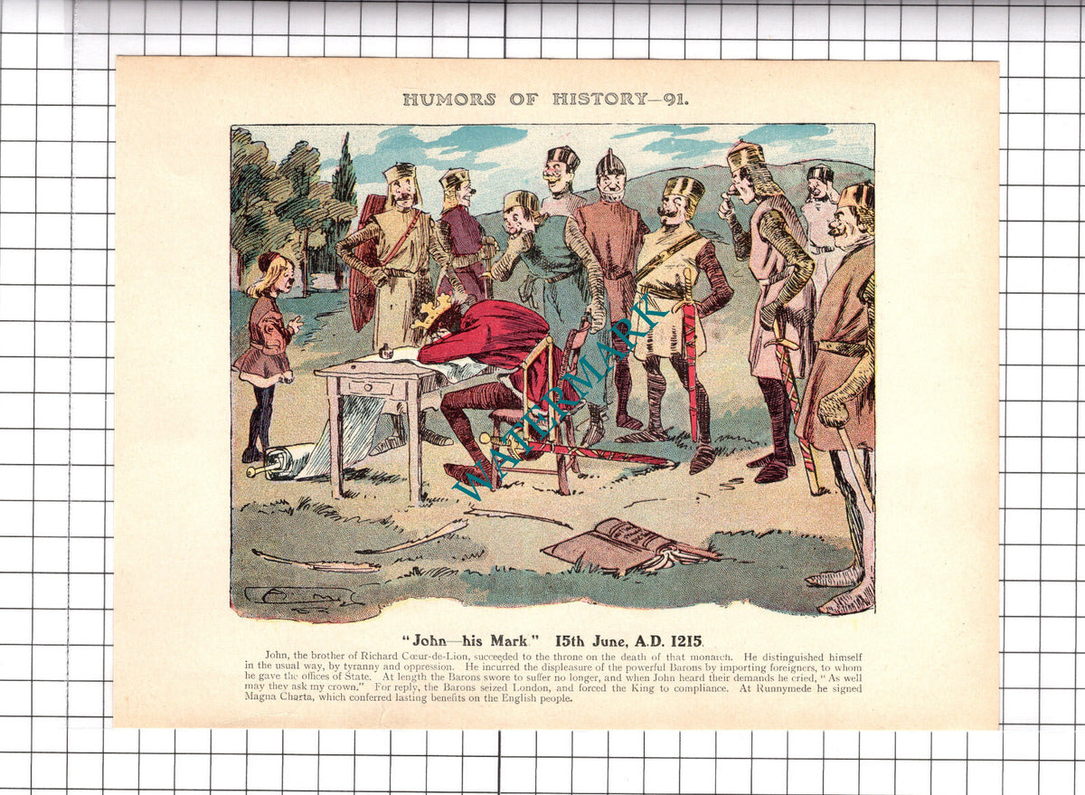 King John Magna Carta Runnymede - c.1921 Clipping / Print