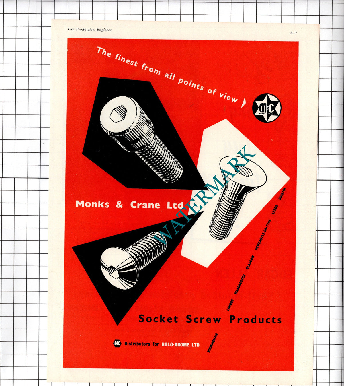 Edgar Allen & Co Ltd Steel Works Sheffield / Monks & Crane Ltd - 1960 Advert