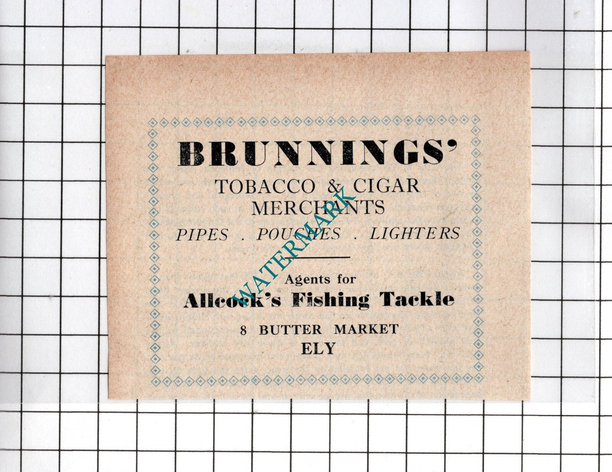 Brunning'sTobacco Merchants Ely Cambridgeshire - 1949 Small Advert