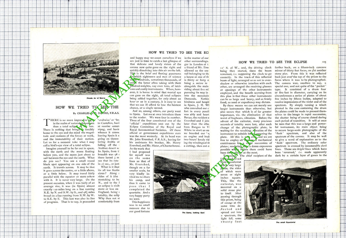 Charles D P Davies John Evershed Henry Solar Eclipse - 1905 Article / Print