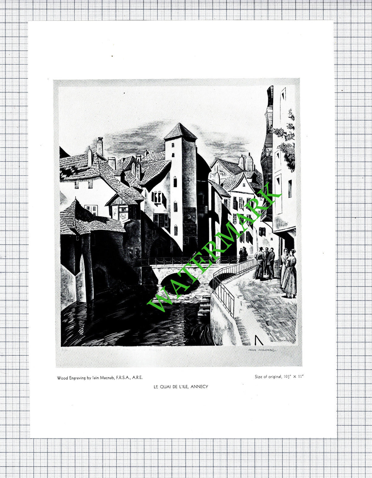Le Quai De L'Ile Annecy Iain Mcnab - 1931 Cutting / Print