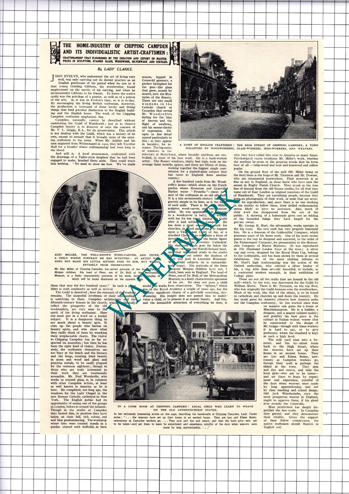 Chipping Campden Alec Miller Wood Carver - 1931 Clipping / Print