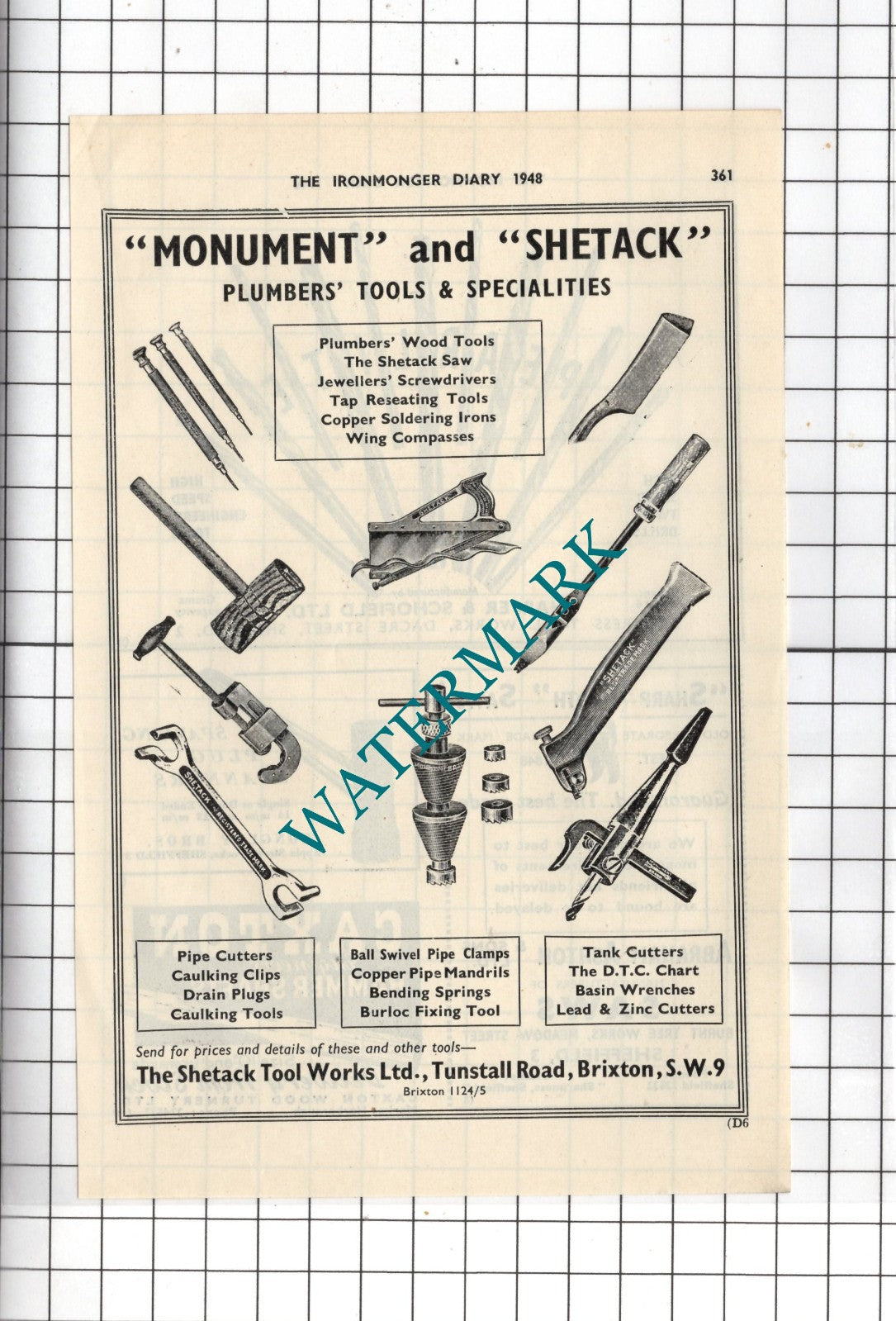 The Shetack Tool Works Ltd Tunstall Road Brixton London - 1948 Advert
