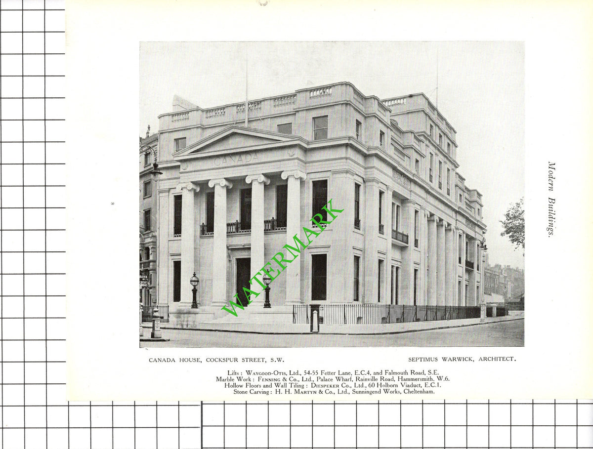 Canada House Cockspur St London Septimus Warwick Architect c.1920s Book Prints