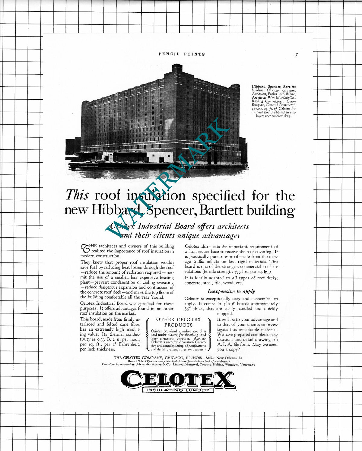 Hibbard Spencer Bartlett Chicago USA Probst Celotex - 1926 Advert / Print