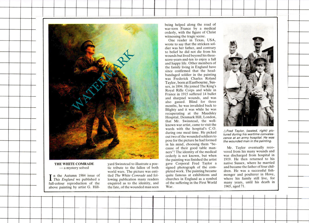 Frederick Charles Roland Taylor Eastbourne Sussex White Comrade - 1987 Clipping