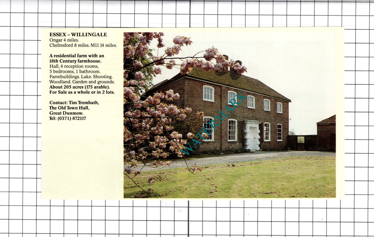 Willingale Essex Farmhouse House Sale Advert - 1991 Clipping