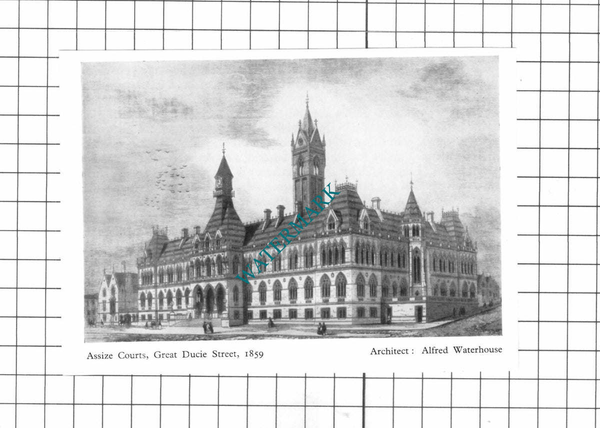 Assize Courts Great Ducie Street Manchester Waterhouse - 1956 Small Clipping