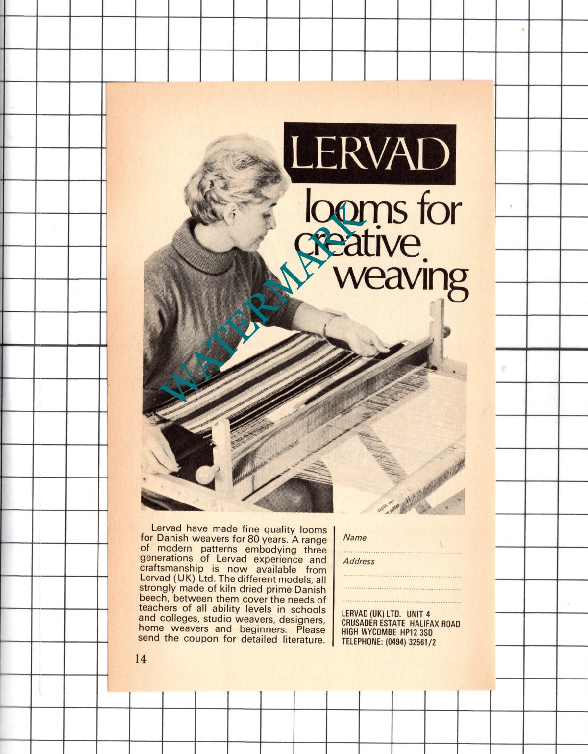 Lervad Looms High Wycombe Small Advert - 1976 Clipping / Print