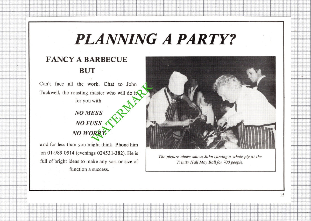 John Tuckwell Caterer Advert - 1979 Cutting