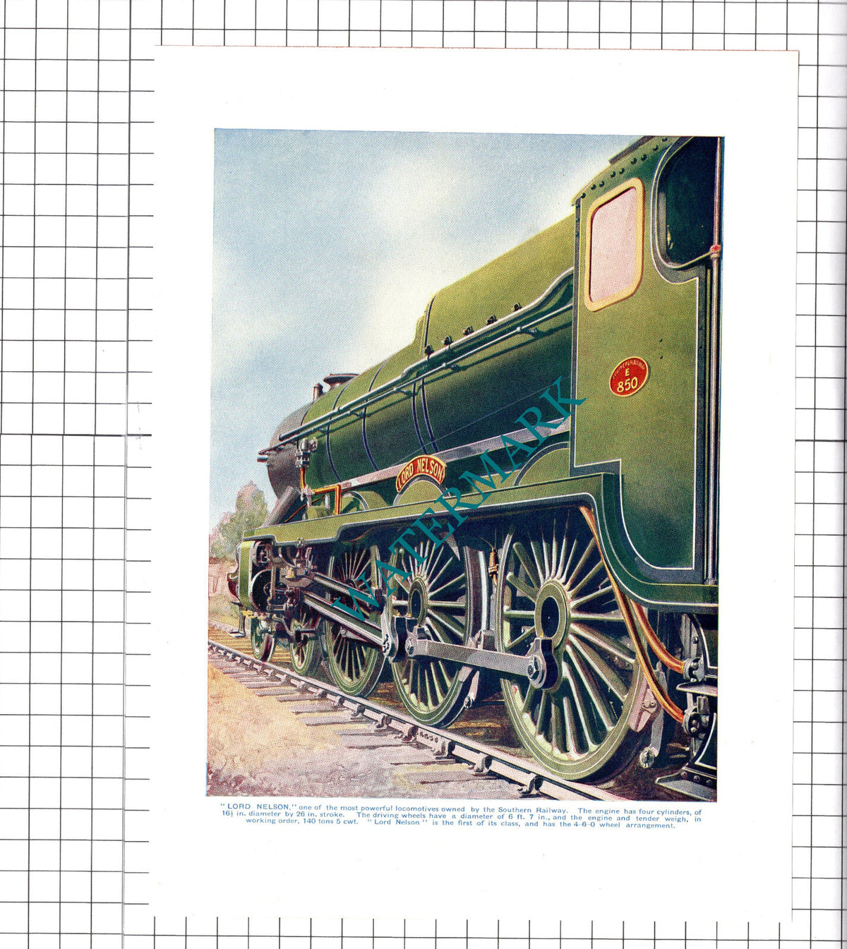 Lord Nelson Railway Locomotive Southern Railway - 1930's Book Print
