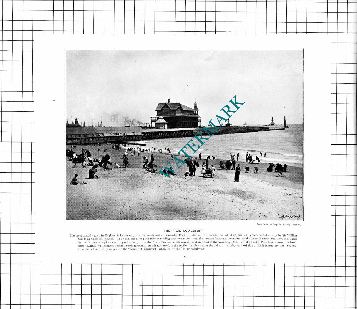 Wells Somerset Market Place / Lowestoft Suffolk Pier - c.1900 Cutting/ PRINT