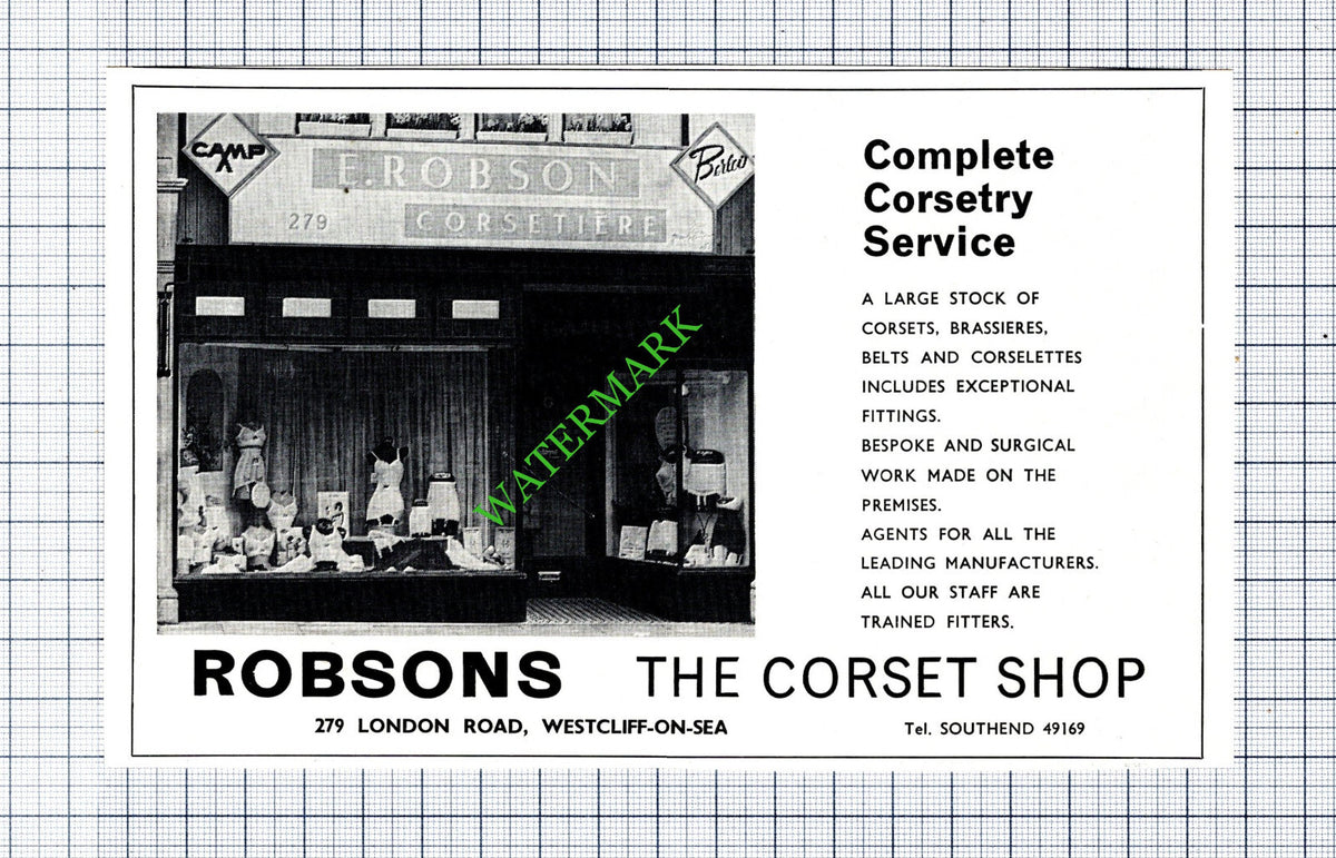 Robsons Corset Shop Westcliff-on-Sea Essex Small Advert - 1969 Cutting
