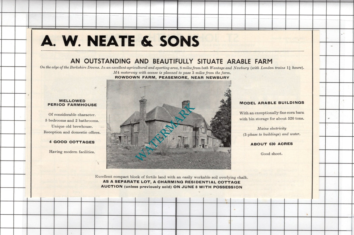 Rowdown Farm Peasemore Berkshire - House Sale Advert - 1967
