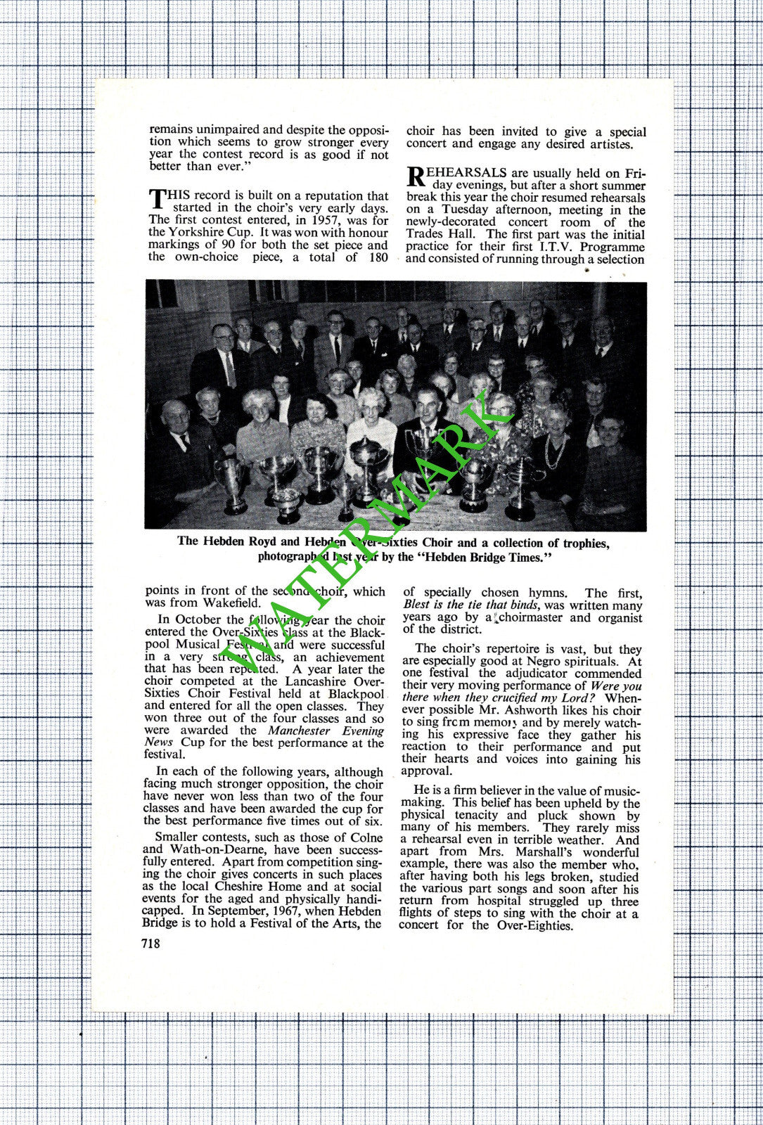 Hebden Royd And Hebden Over Sixties Choir Raymond Ashworth - 1966 Article