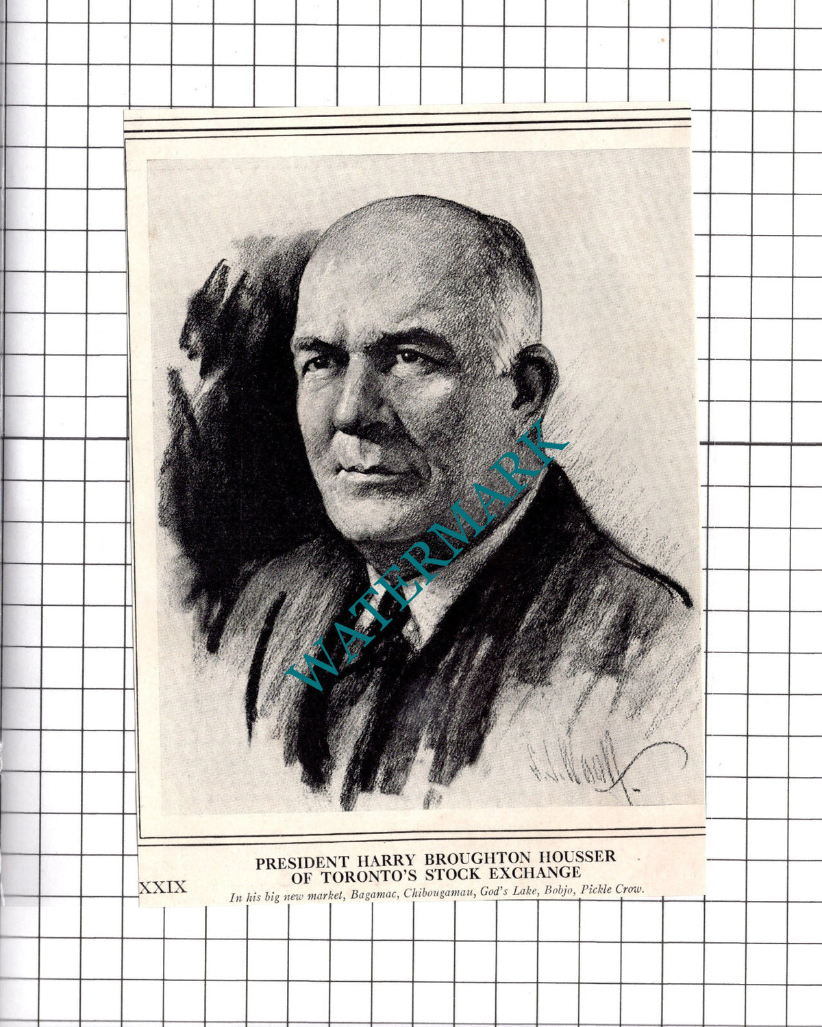 President Harry Broughton Housser Toronto Stock Exchange - 1937 Clipping / Print
