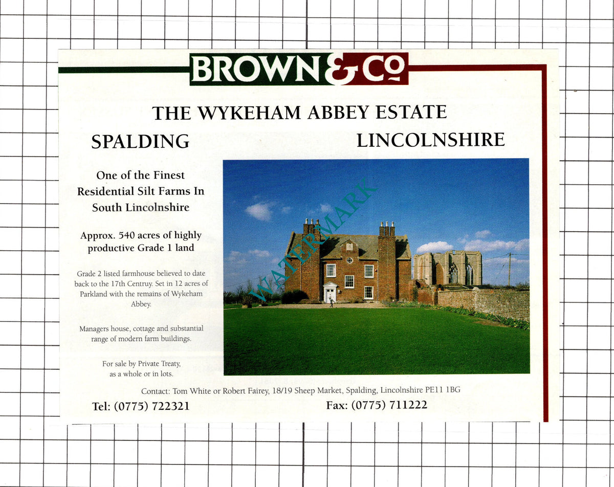 The Wykeham Abbey Estate Spalding Lincolnshire Sale Advert - 1994 Clipping