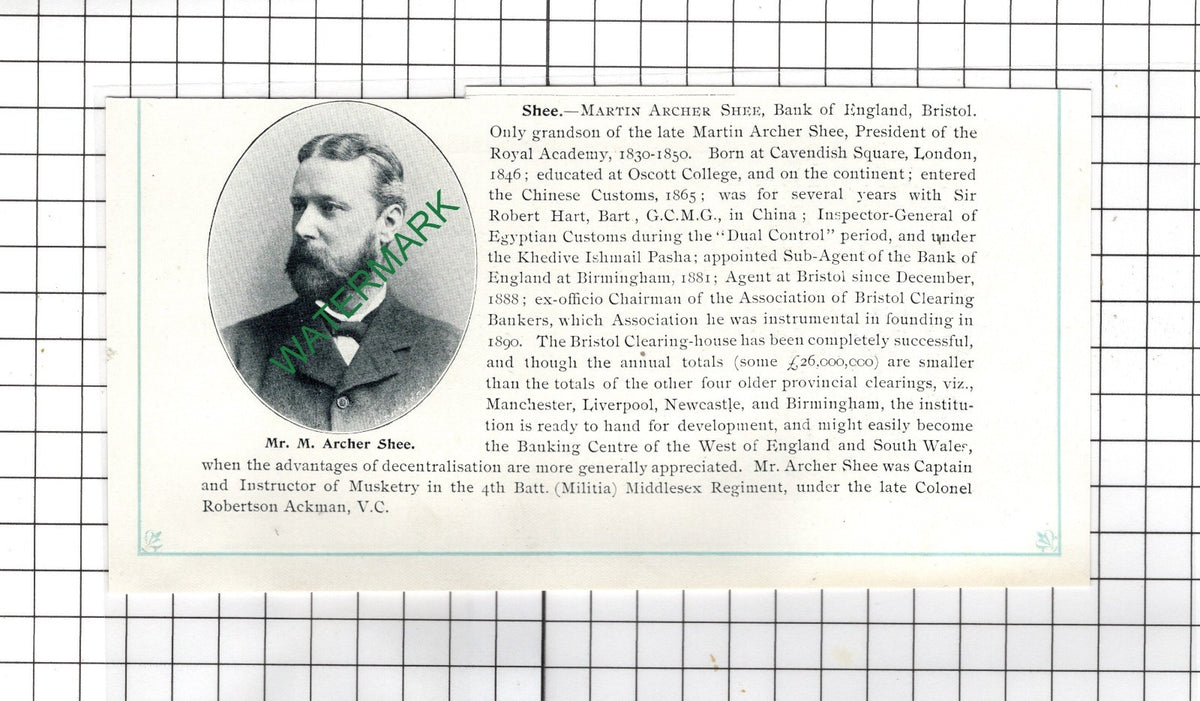 Mr Martin Archer Shee Bristol - 1898 Clipping