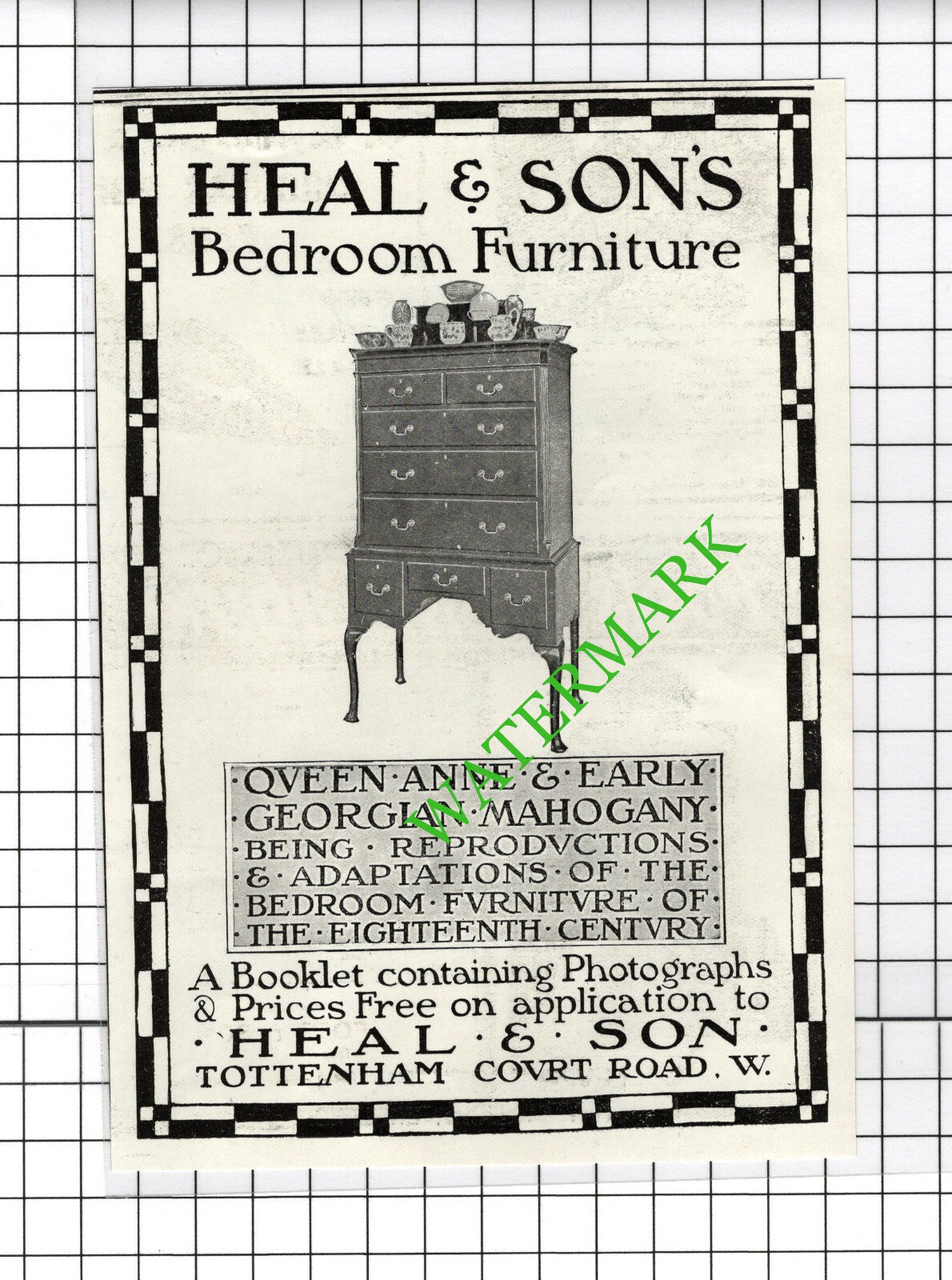 Heal & Sons Tottenham Court Road London Small Advert - 1903 Cutting