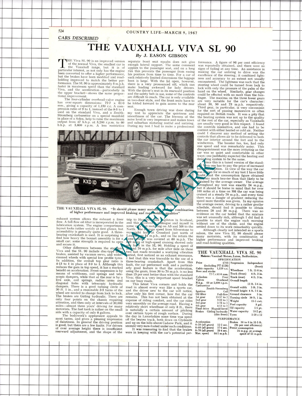 Vauxhall Viva SL 90 Car Review - 1967 Article / Print