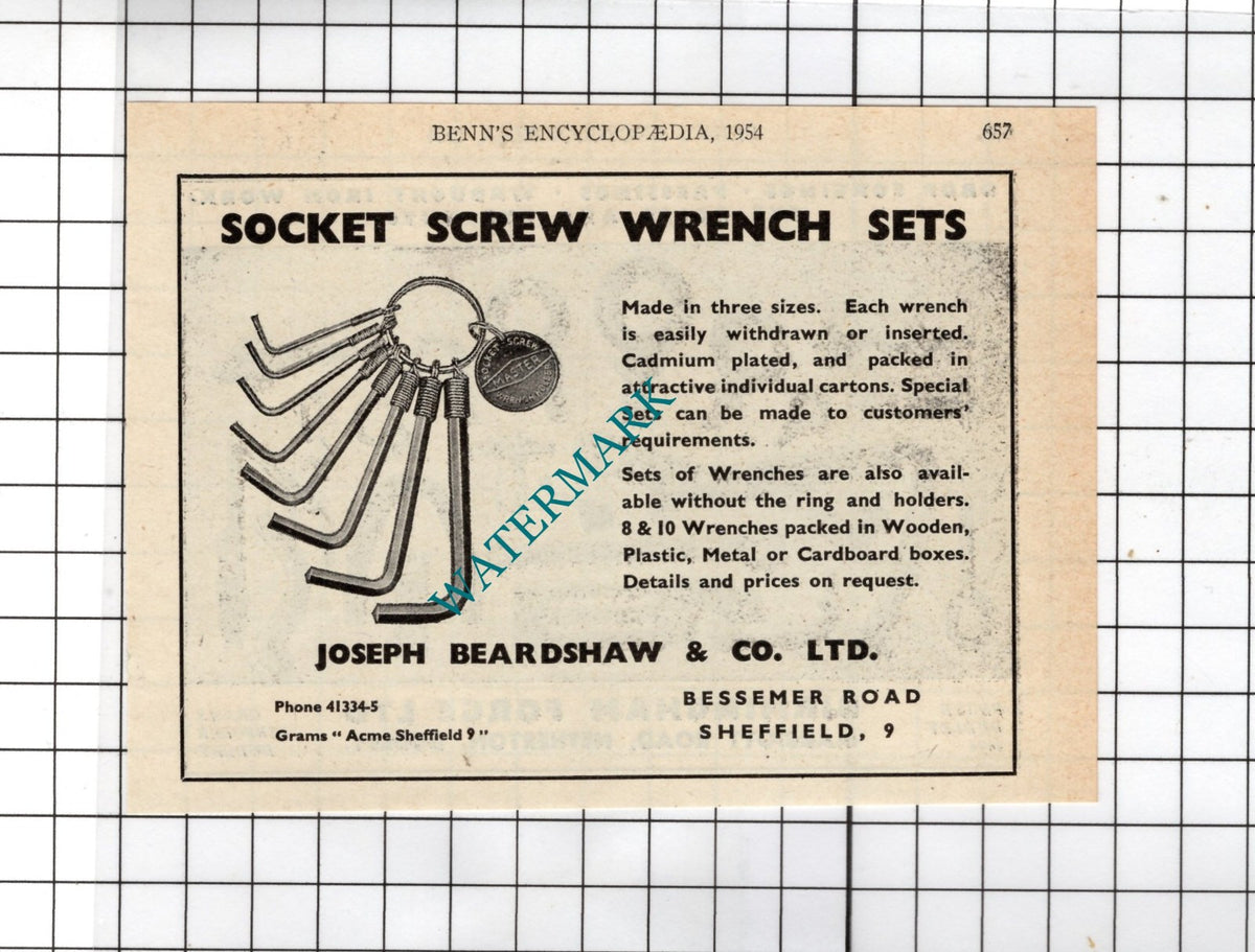 Joseph Beardshaw & Co Ltd Sheffield Yorkshire - 1954 Small Advert