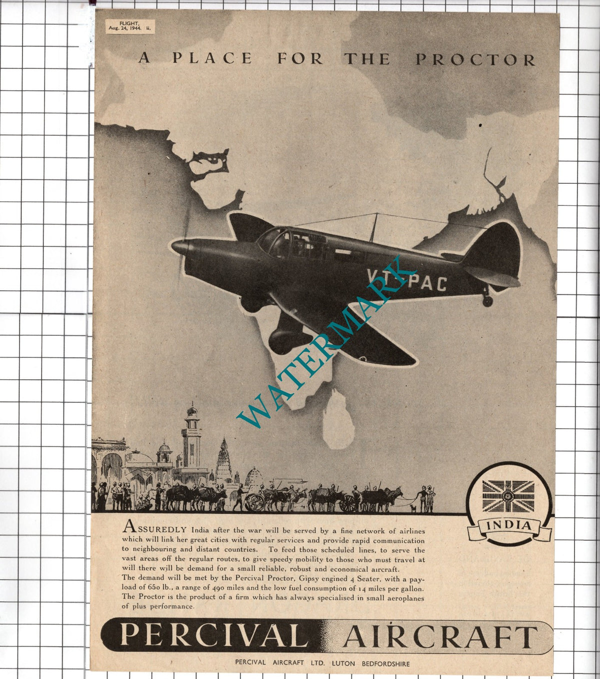Percival Aircraft Ltd Luton Bedfordshire Percival Proctor WW2 - 1944 Advert