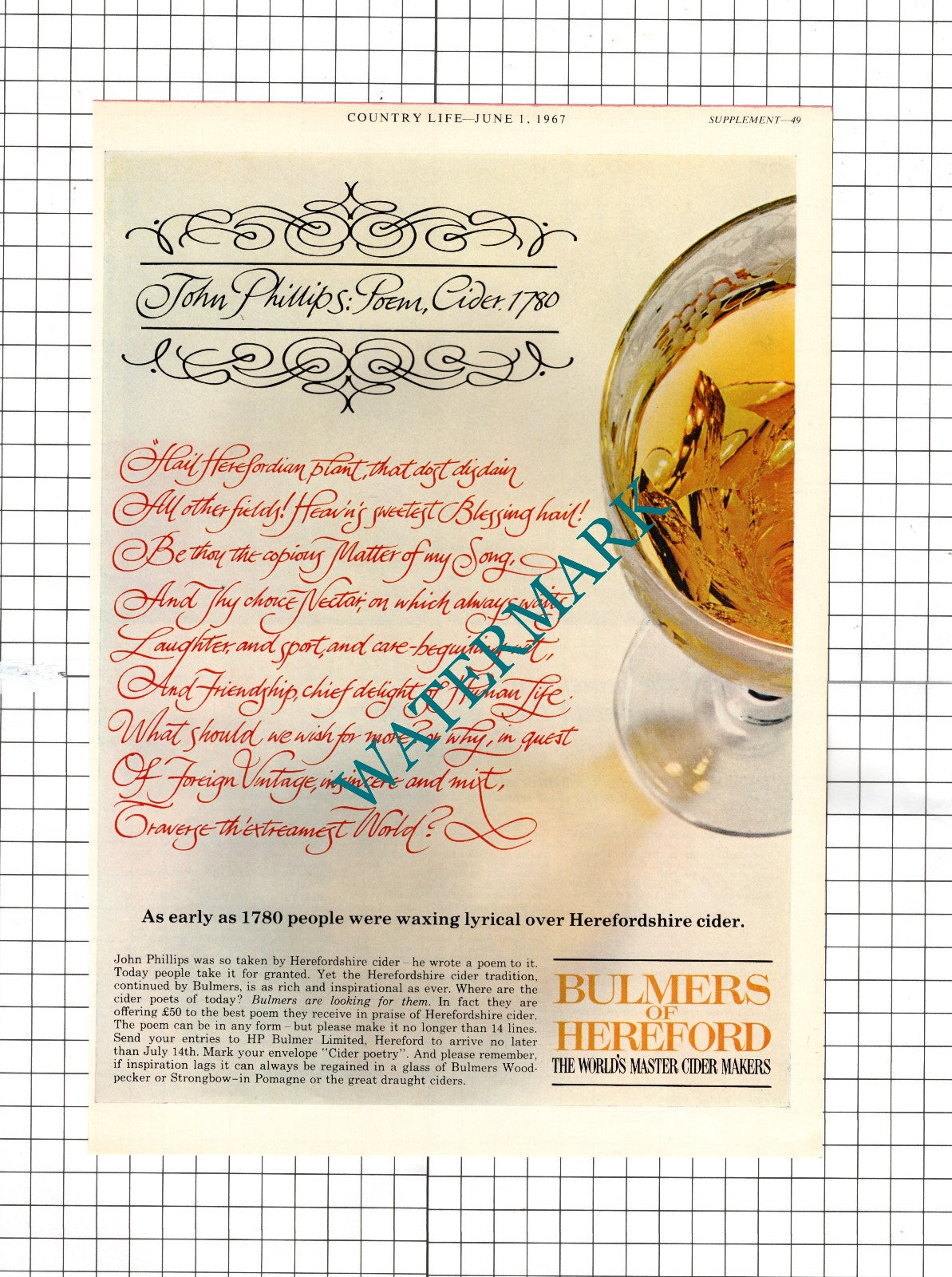 Bulmers of Hereford Cider John Phillips - 1967 Advert