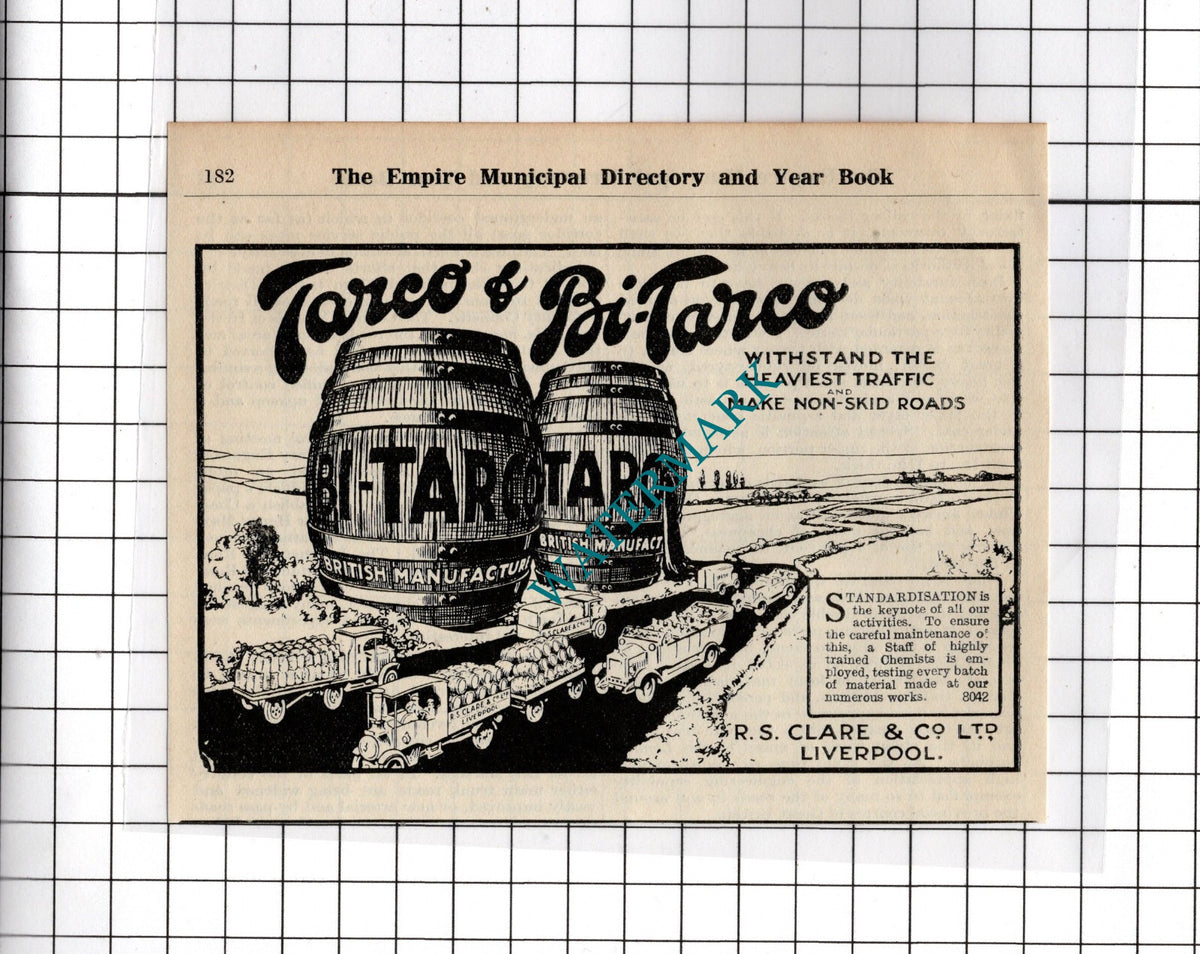 R S Clare & Co Ltd Liverpool Bi-Tarco - 1927 Small Advert