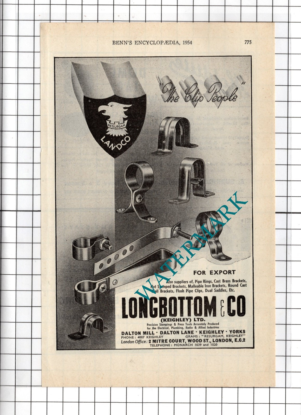 Longbottom & Co Keighley Ltd Dalton Mill Keighley Yorkshire - 1954 Advert