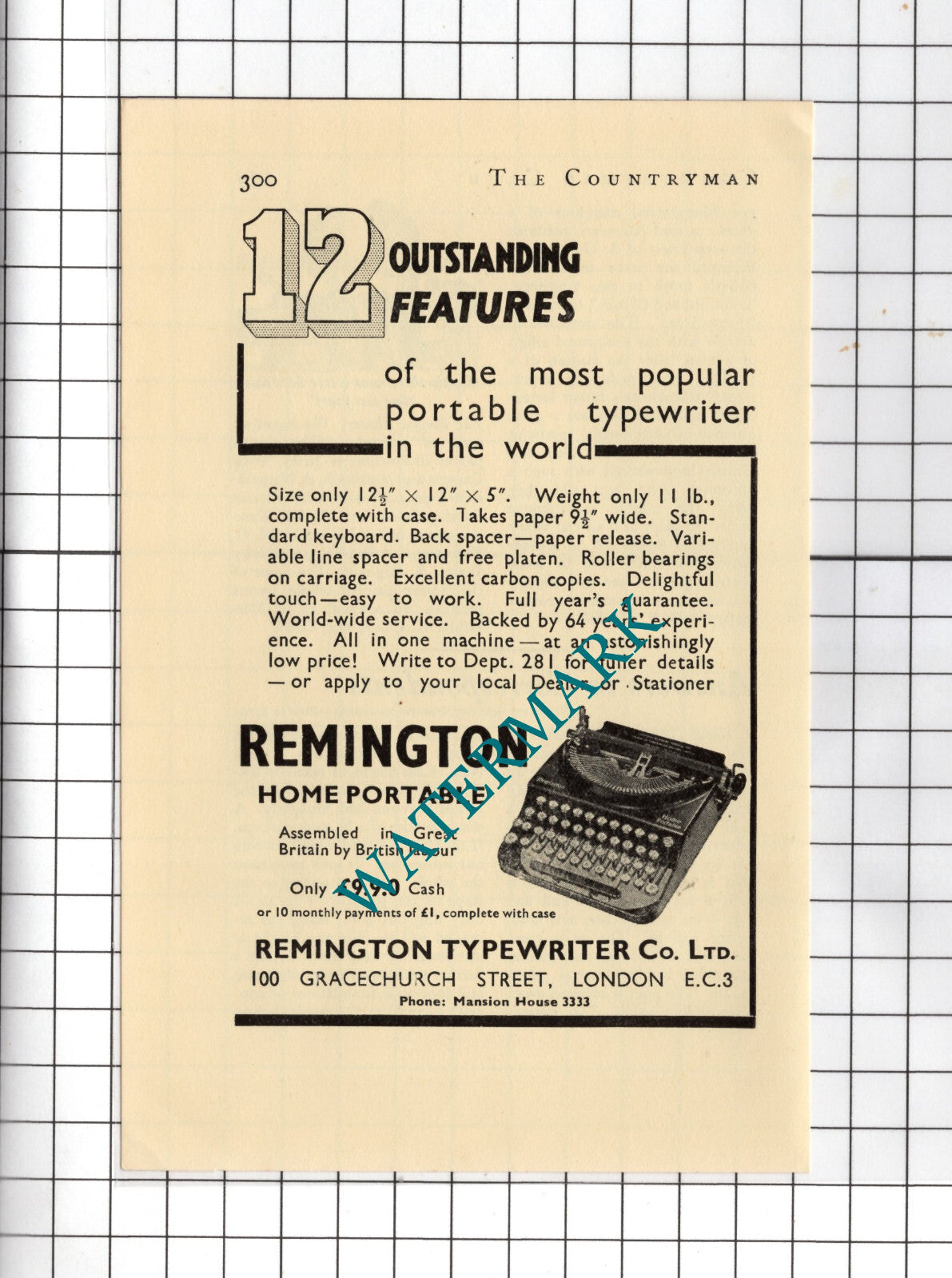 Remington Typewriter Co Ltd Advert - 1938 Advert