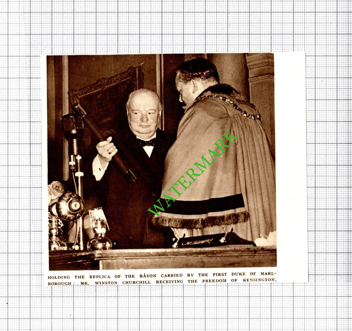 Sir Winston Churchill Freedom Of Kensington - 1949 Small Cutting