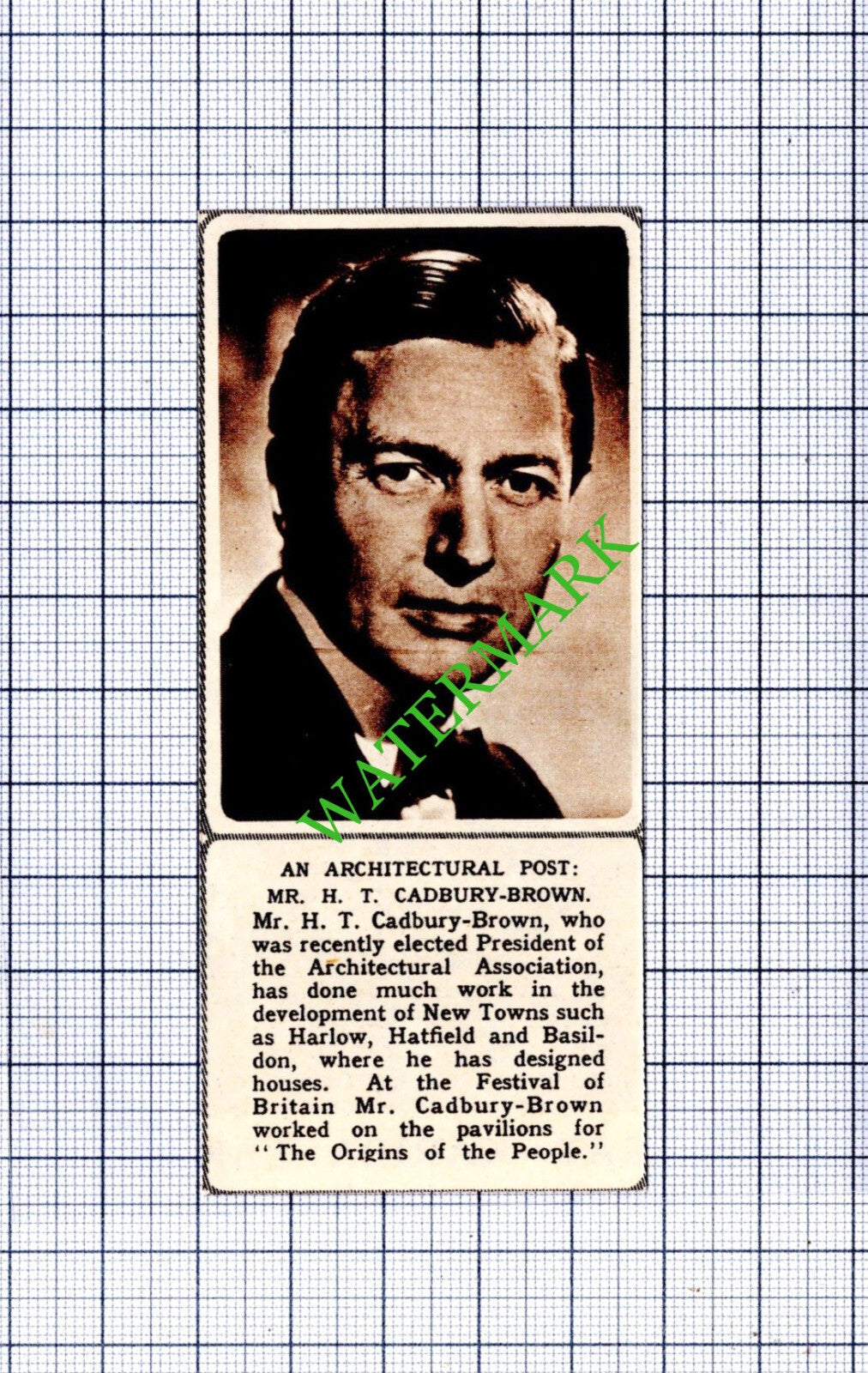 Mr H T Cadbury-Brown - 1959 Small Cutting