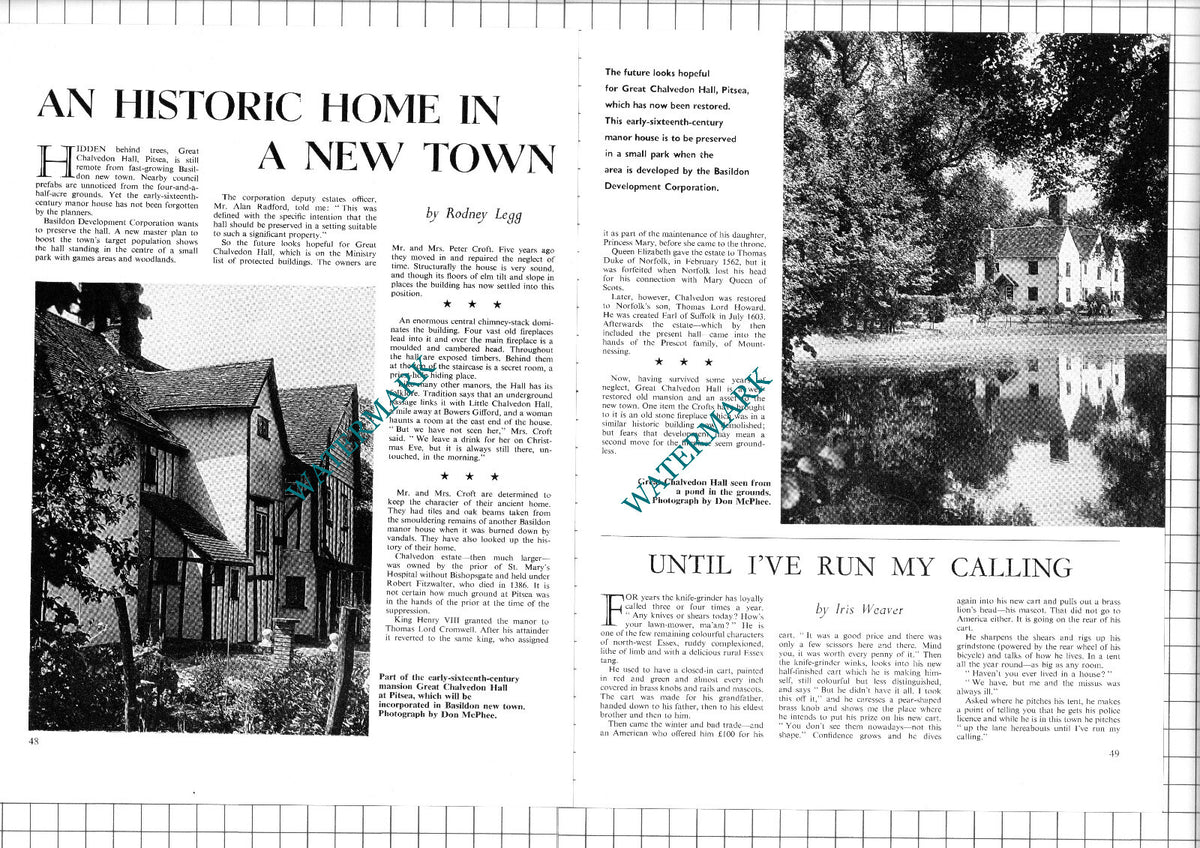 Great Chalvedon Hall Pitsea Essex Peter Croft - 1967 Article